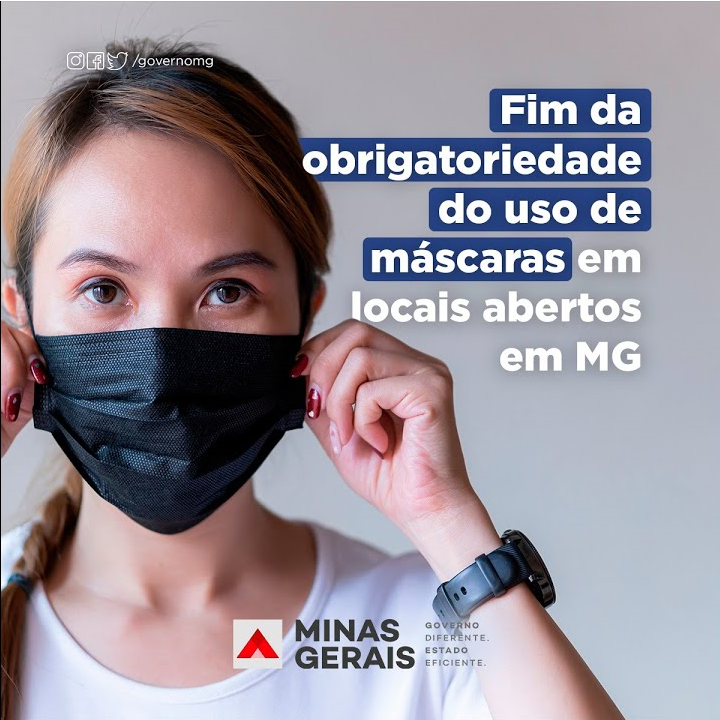 Uso de máscaras em locais abertos em Minas passa a ser facultativo a partir de sábado 11/03/2022